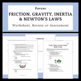 Forces: Friction, Gravity, Inertia & Newton's Laws Worksheet