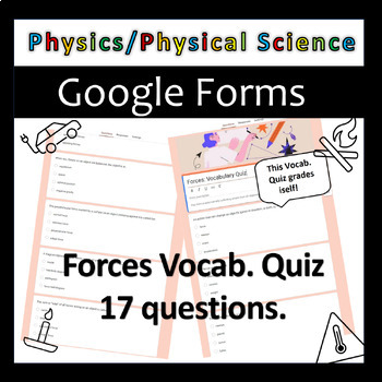 Preview of Forces Vocabulary Quiz - Physical Science/ Physics
