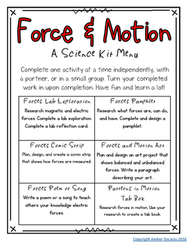 Third Grade Ngss Forces And Motion Activities By Amber Socaciu