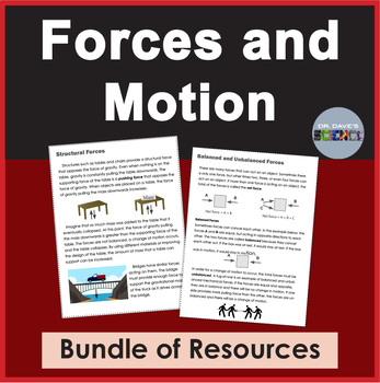 Preview of Force and Motion Activities, Balanced Unbalanced Forces Worksheets Interactions