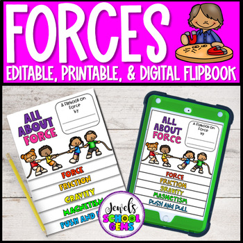 Preview of Forces and Motion Activities | Editable Flip Book Worksheets 2nd & 3rd Grade