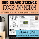 Forces and Motion | Balanced and Unbalanced Forces | Print + Google | 3rd Grade