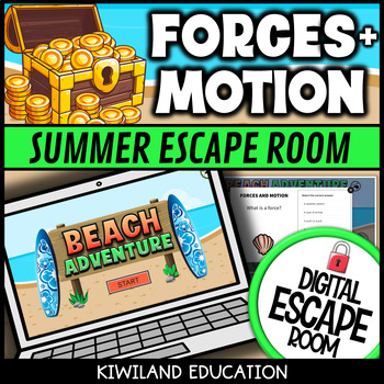 Preview of Forces and Motion Digital Escape Room Summer Breakout  Review Activity Fun