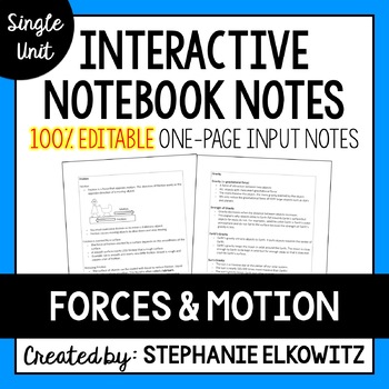 Preview of Forces and Motion Editable Notes