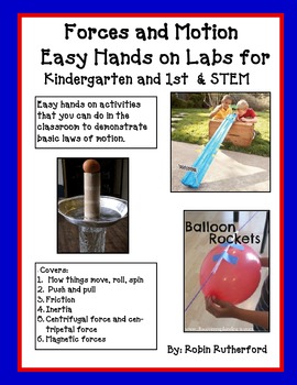 Preview of Forces and Motion Hands On Labs for Kinder., 1st and STEM