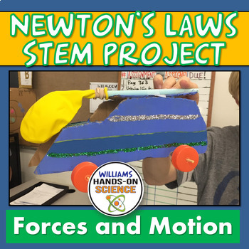 Preview of Forces and Motion Newtons Laws 5E STEM Balloon Cars NGSS MS-PS2-1 MS-PS2-2