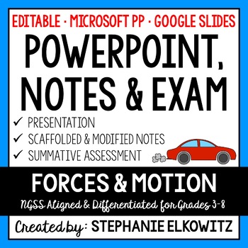 Preview of Forces and Motion PowerPoint, Notes & Exam - Google Slides