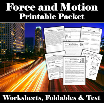 Preview of Forces and Motion Printable Packet - No Prep Independent Work Packet