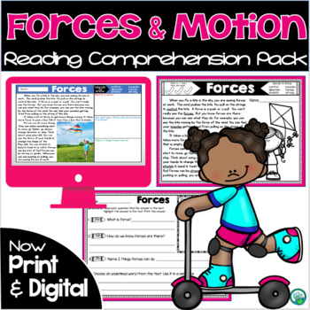 Preview of Forces and Motion- Reading Comprehension Pack
