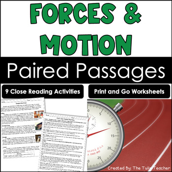 Preview of Forces and Motion Reading Comprehension Paired Passages Close Reading