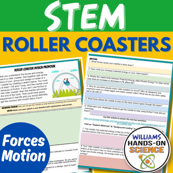 Preview of Forces and Motion STEM Roller Coaster Activity MS-PS2-2 Engineering