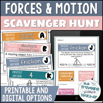 Preview of Forces and Motion Scavenger Hunt Digital and Printable Activity