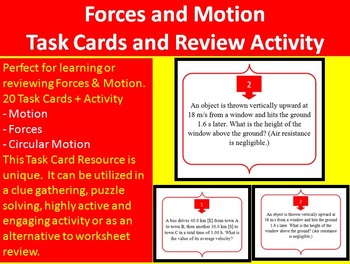 Preview of Forces and Motion - Task Cards and UNIQUE Activity - Dynamics and Kinematics