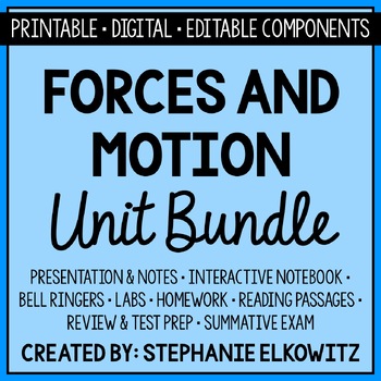 Preview of Forces and Motion Unit | Printable, Digital & Editable Components