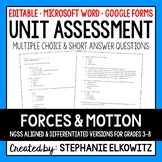 Forces and Motion Unit Exam | Editable | Printable | Google Forms