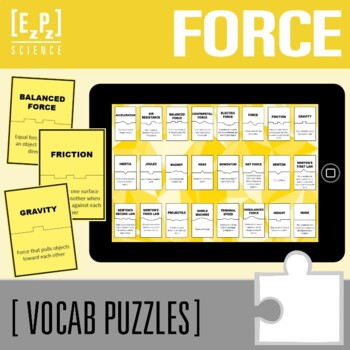 Preview of Forces and Motion Vocabulary Activity | Digital and Print Science Puzzles 