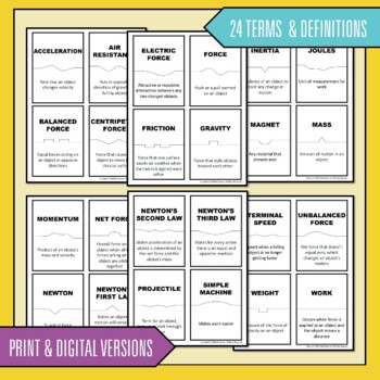 Forces and Motion Vocabulary Activity | Digital and Print Science Puzzles