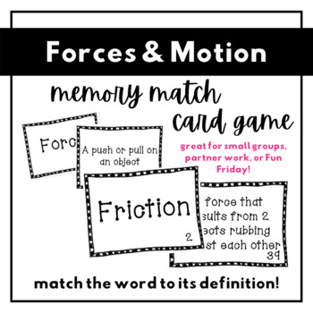 Preview of Forces and Motion Vocabulary Matching Game | 5th Grade