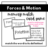 Forces and Motion Vocabulary Matching Game | 5th Grade