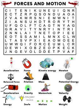Preview of Forces and Motion Word Search Activity