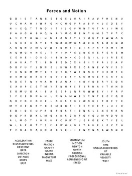 Preview of Forces and Motion Word Search: Essential Standard: 7.P.1.1 - 7.P.1.4