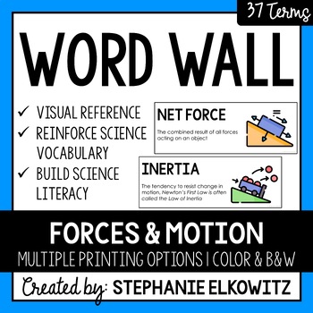 Preview of Forces and Motion Word Wall | Science Vocabulary