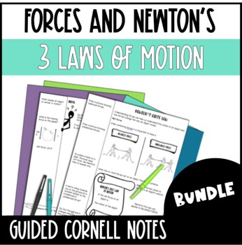 Preview of Forces and Newton's Laws - Guided Cornell Notes (Bundle)