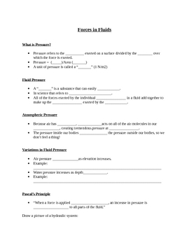 Preview of Forces in Fluids: Buoyancy, Pressure, and Flight- Study Guide