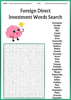 Preview of Foreign Direct Investment words search puzzles worksheets