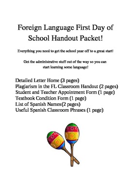 Preview of Foreign Language First Day of School Handout Packet (Spanish)
