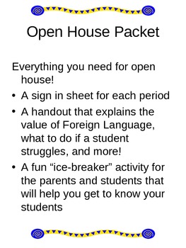 Preview of Foreign Language Open House Packet (Spanish)