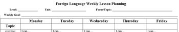 Preview of Foreign Language Weekly Planning Template