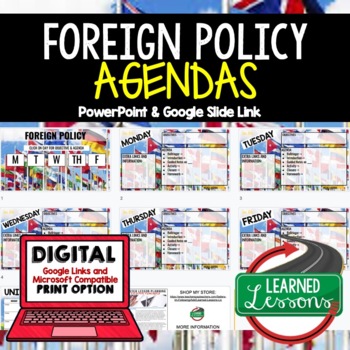 Preview of Foreign Policy Agenda PowerPoint & Google Slides Civics Agenda