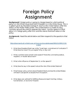 assignment 11 quiz 3 foreign policy