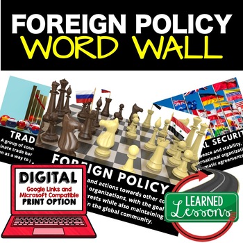 Preview of Foreign Policy Word Wall & Activity Pages Print & Google Civics Word Wall