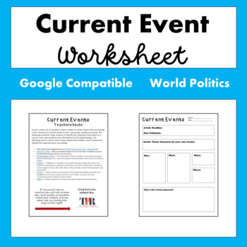 Preview of Foreign Policy and Global Studies Government Current Events Worksheet