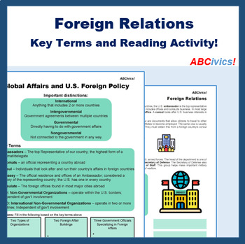Preview of Foreign Relations Reading and Activity: ABCivics!