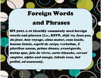 Preview of Foreign Words and Phrases - Word Wall Poster Printables