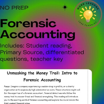 Preview of Forensic Accounting True Crime Science Reading Comprehension Worksheet
