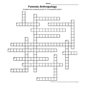 Preview of Forensic Anthropology Crossword Puzzle