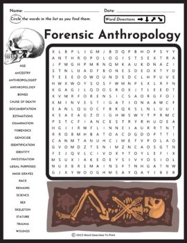 Preview of Forensic Anthropology Word Search Puzzle