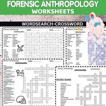 Preview of Forensic Anthropology Worksheets Word Search and Crosswords