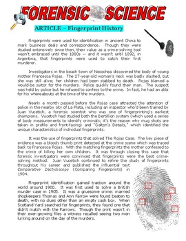 Preview of Forensic Science Article : Fingerprint History (Article and Questions / Crime)