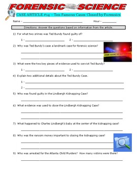 forensic case study worksheets