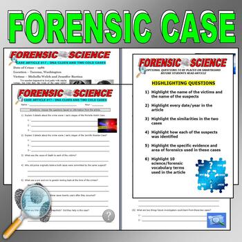 Preview of Forensic Case #17 : DNA Clues and 2 Cold Cases (article / worksheet)