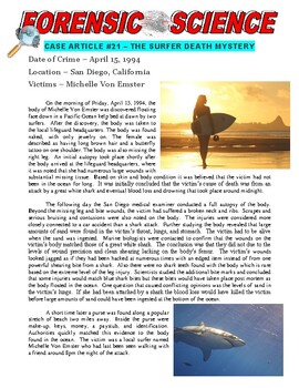 Preview of Forensic Case #21 : The Surfer Death Mystery (forensics / crime / sub plan)