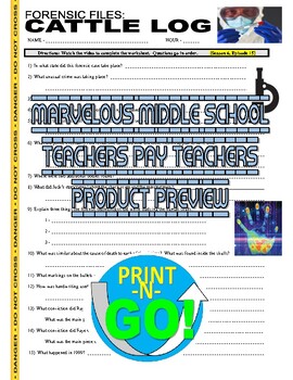 Preview of Forensic Files : Cattle Log (science / psychology video worksheet / no prep)