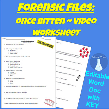 Preview of Forensic Files Episode : Once Bitten (Science Video Worksheet)