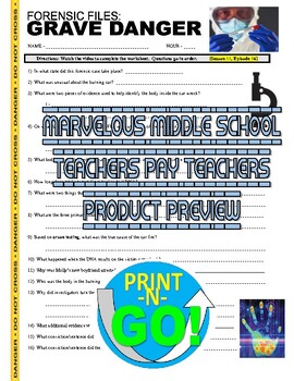 Preview of Forensic Files : Grave Danger (video worksheet / science / psychology / sub)