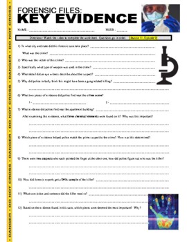 Forensic Files : Key Evidence (video worksheet) by Marvelous Middle School